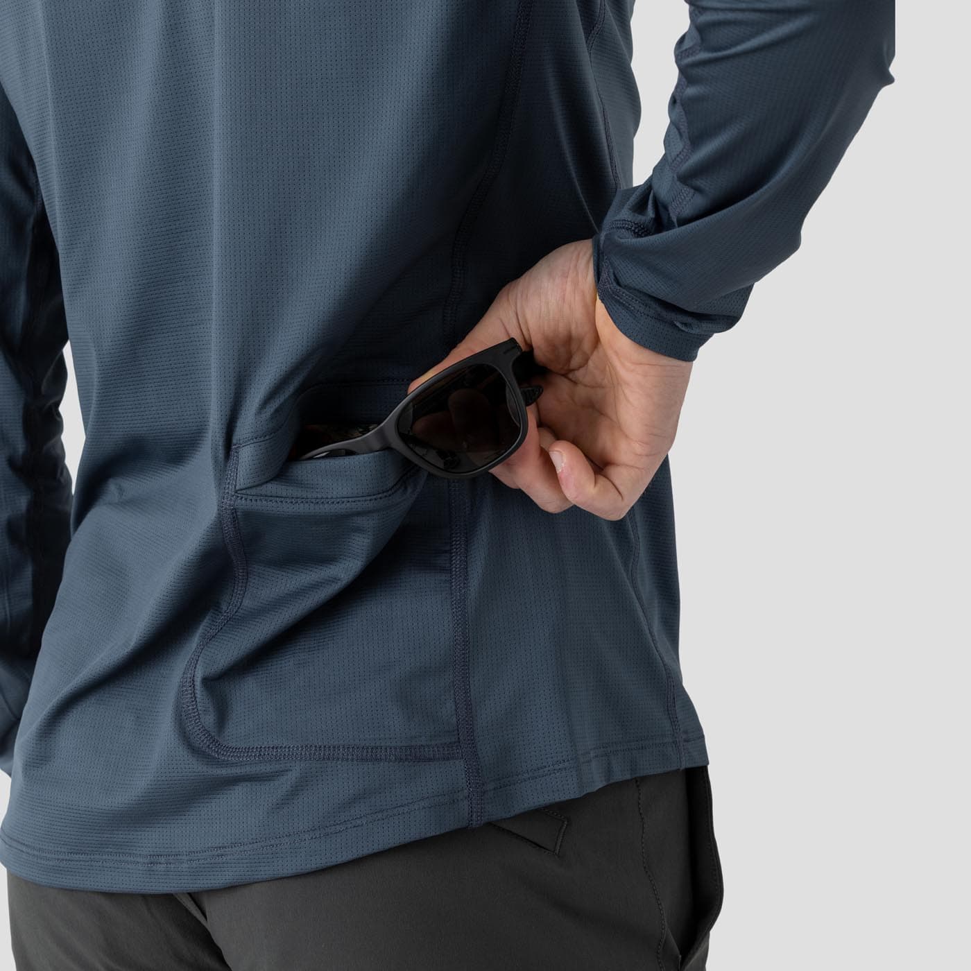 Men's UV Hooded Trail Shirt - Stone Blue - Image 7