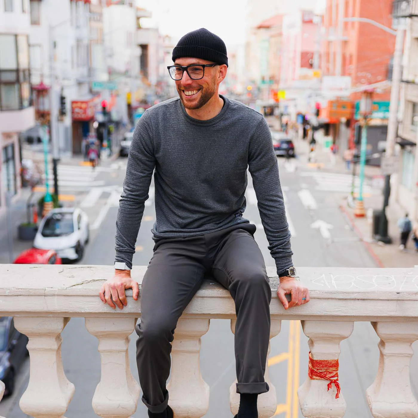 Men's Merino Gravel Sweater - Charcoal - Image 10