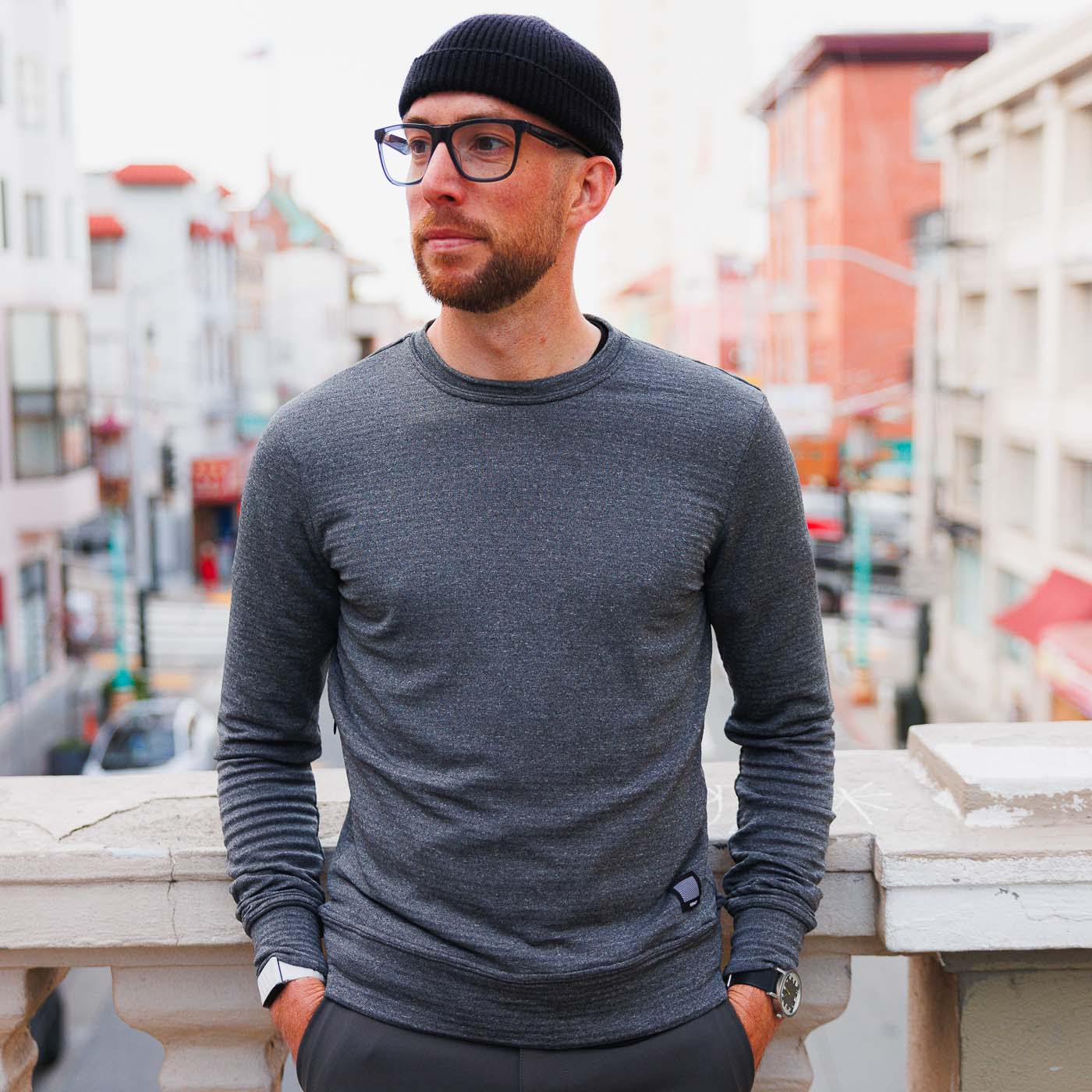 Men's Merino Gravel Sweater - Charcoal - Image 9