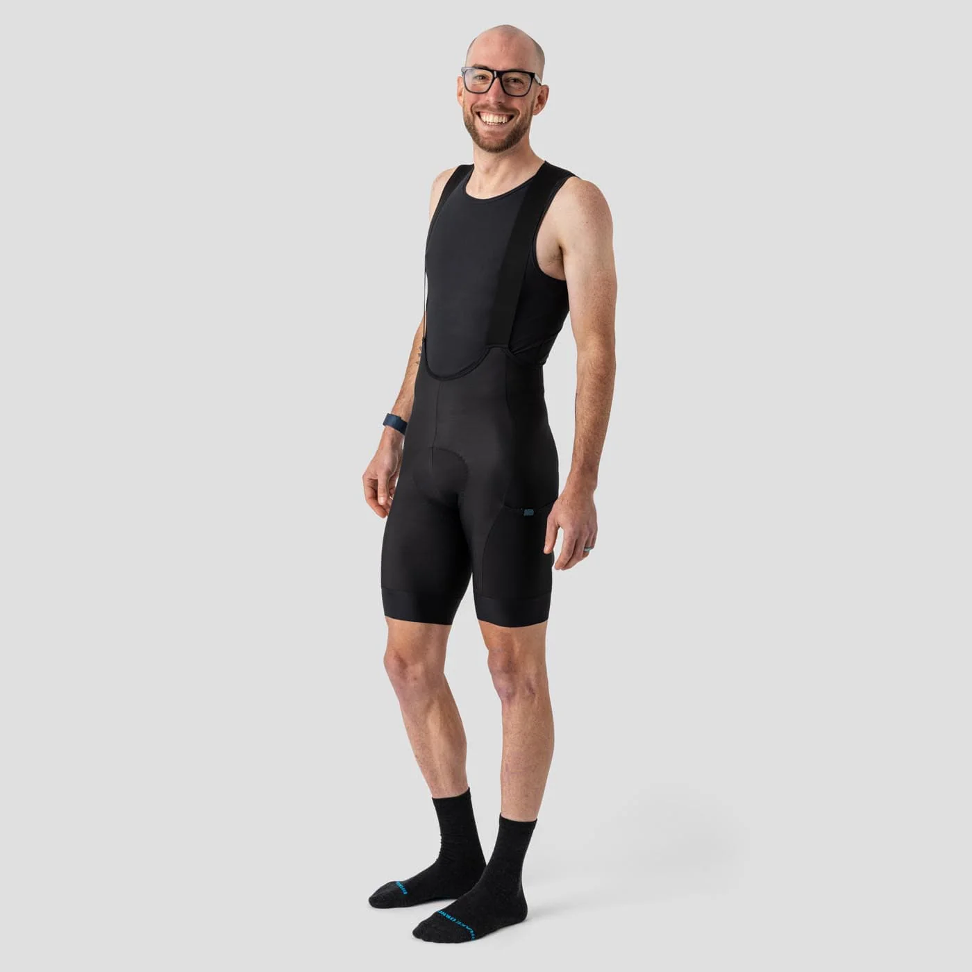 Men's Thermal Cargo Bib Short - Black - Image 3