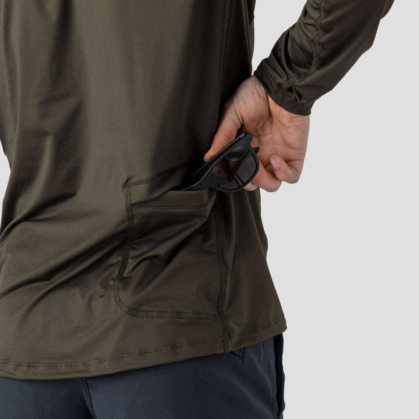 Men's UV Hooded Trail Shirt - Olive - Image 7