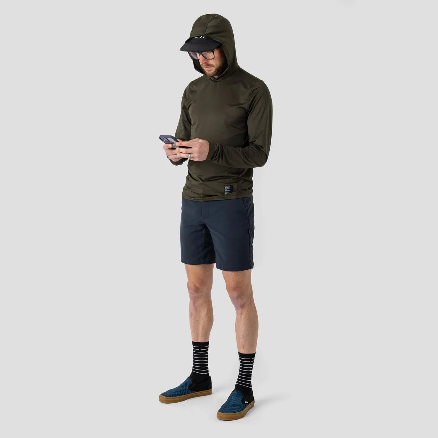 Men's UV Hooded Trail Shirt - Olive - Image 9