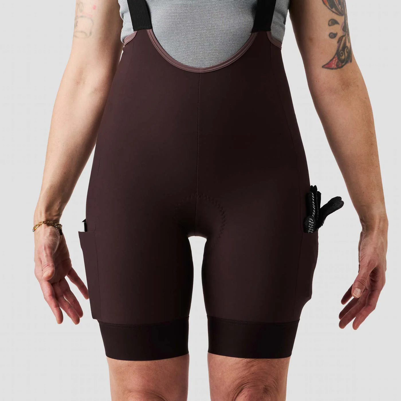 Women's Droptail Cargo Bib Short - Plum - Image 7