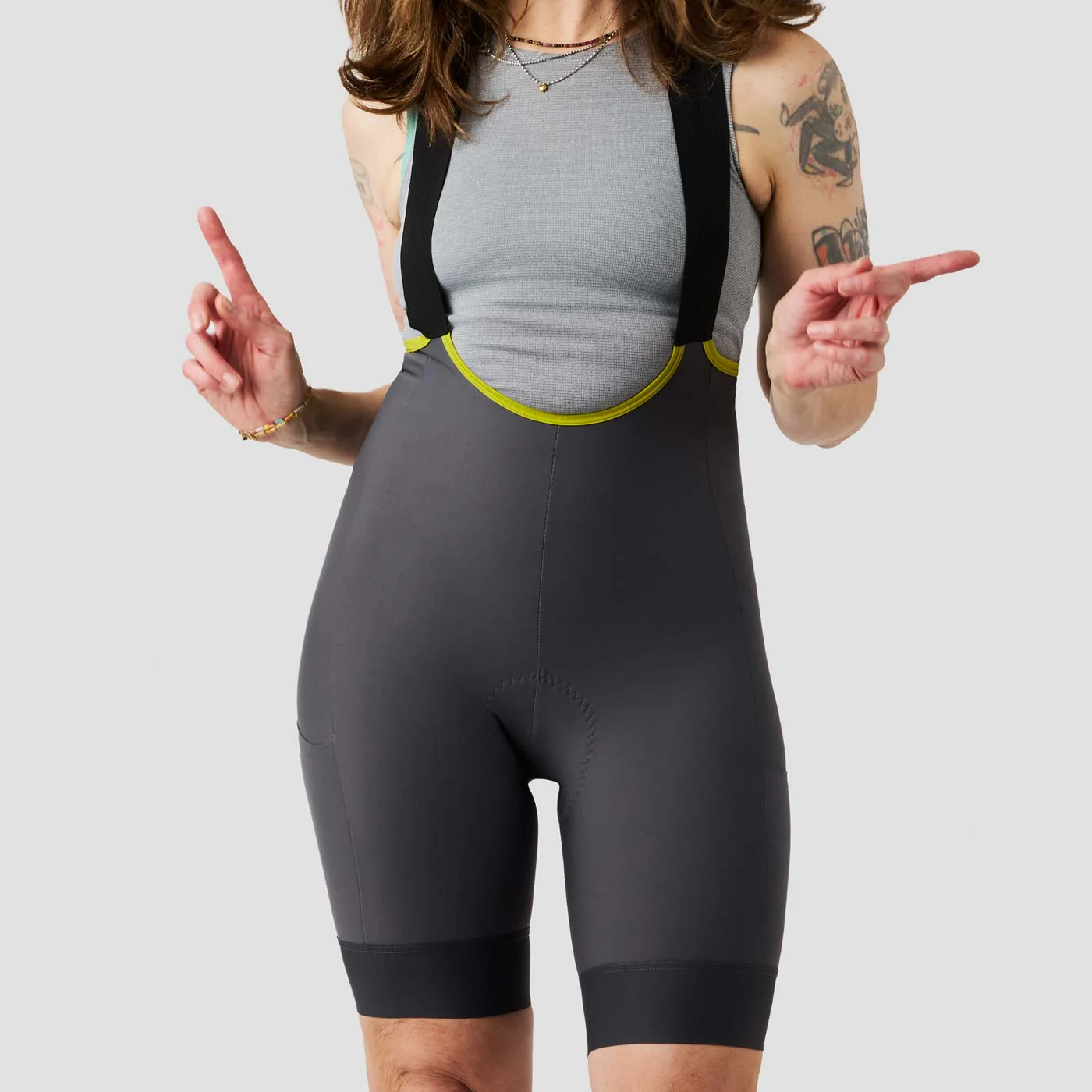 Women's Droptail Cargo Bib Short - Slate - Image 5