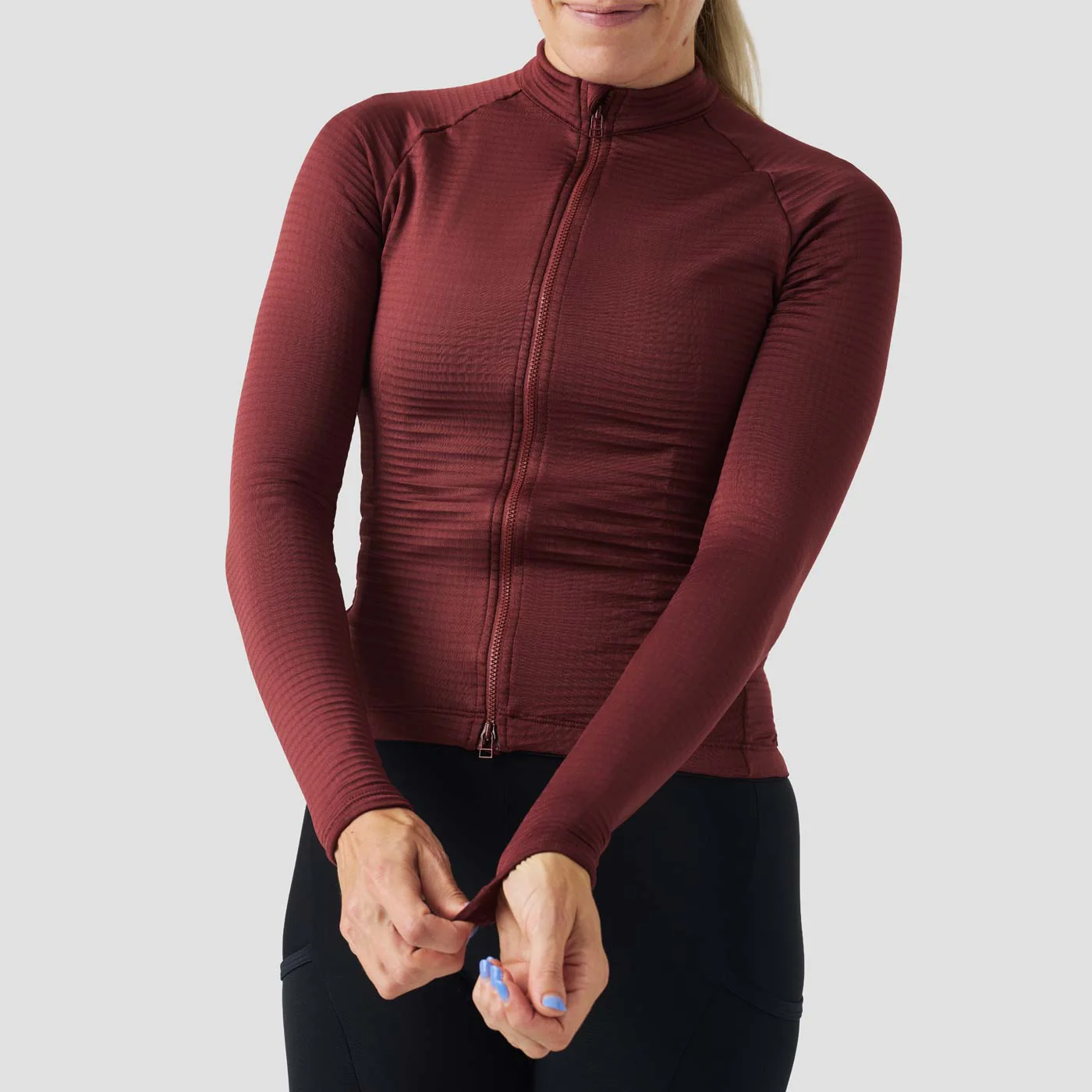 Women's Grid Thermal Jersey - Burgundy - Image 4
