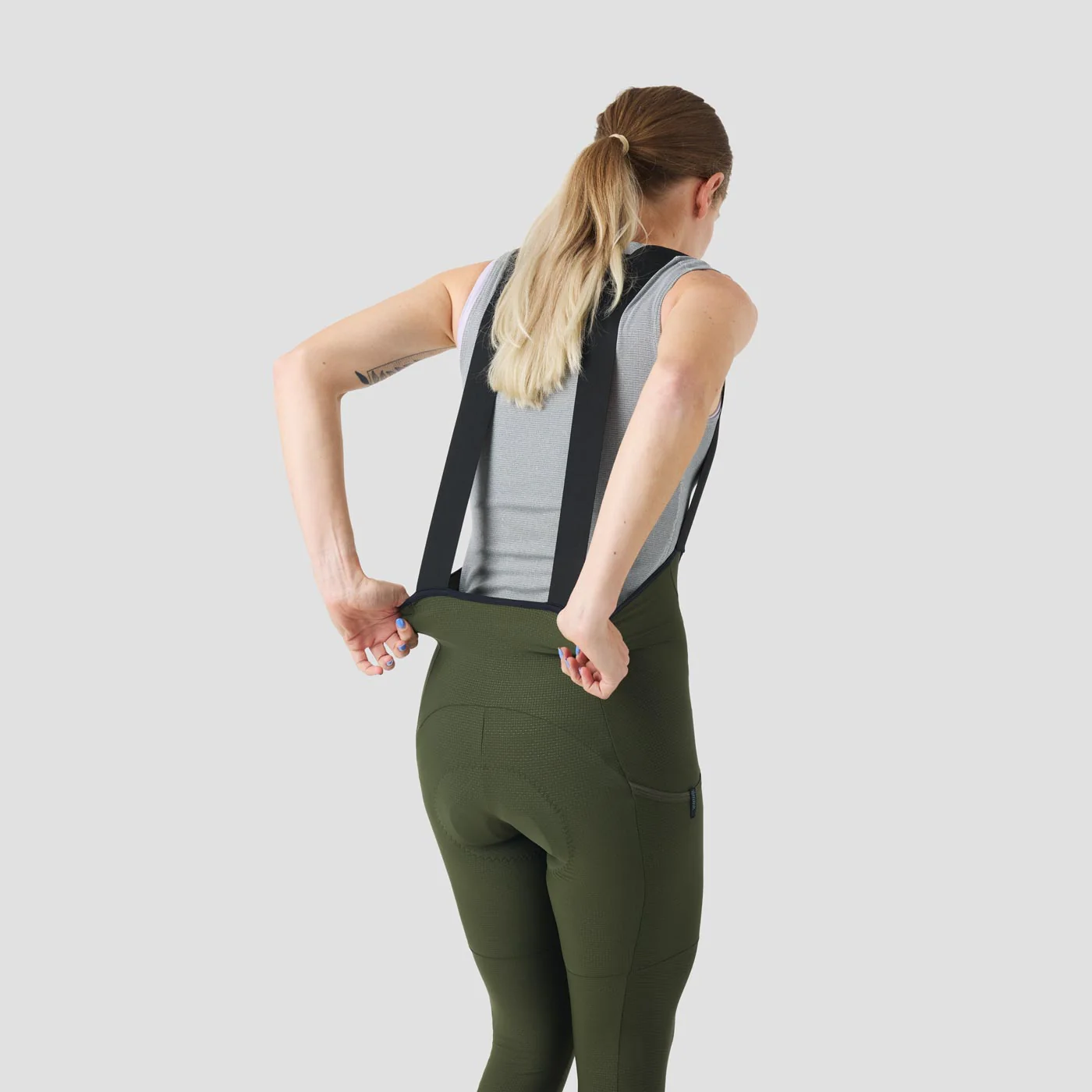 Women's Lightweight Droptail Cargo Bib Tight - Olive - Image 2