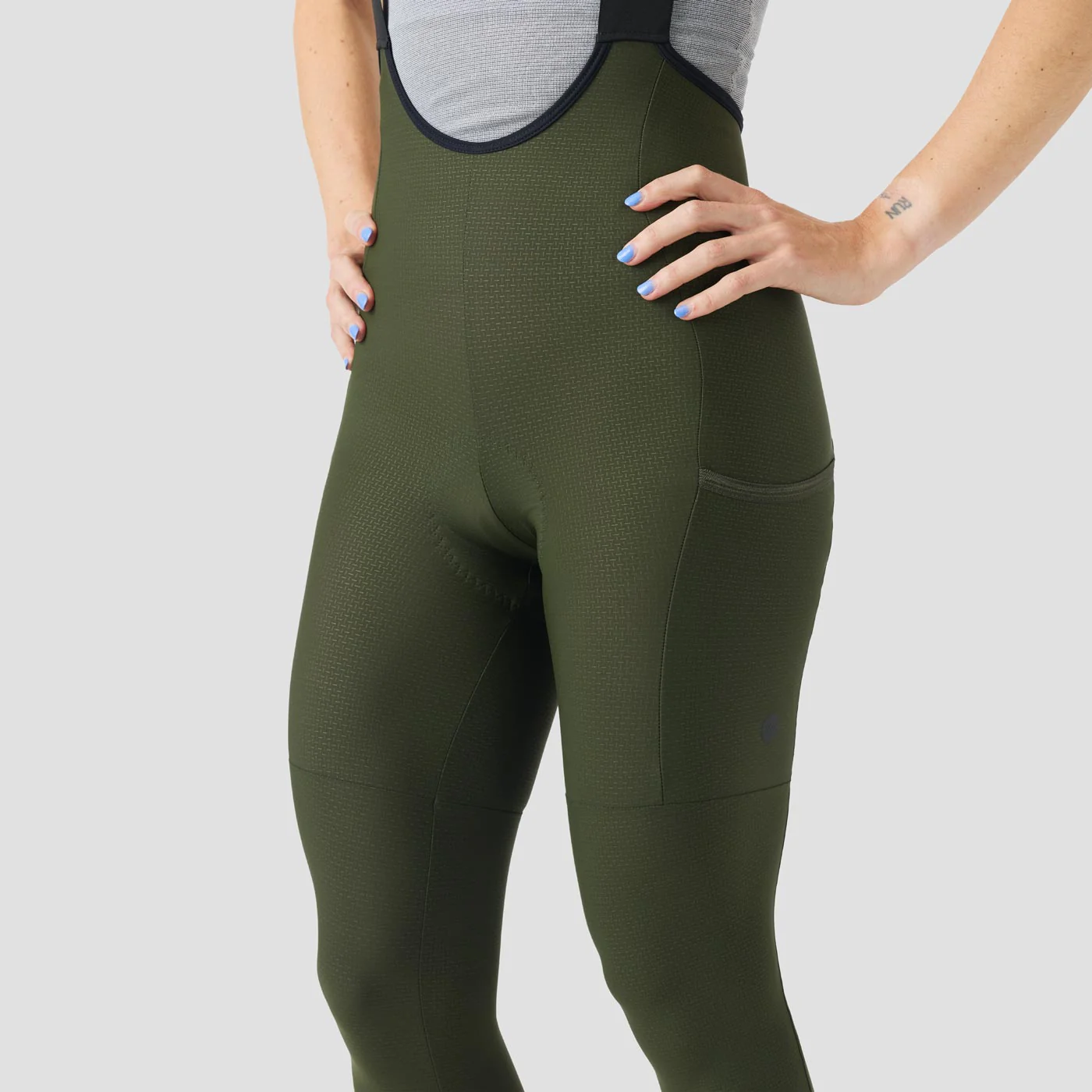 Women's Lightweight Droptail Cargo Bib Tight - Olive - Image 5